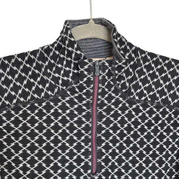 Smartwool Pullover Womens M Black 1/4 Zip 100% Merino Wool Argyle Base Layer - Picture 4 of 13